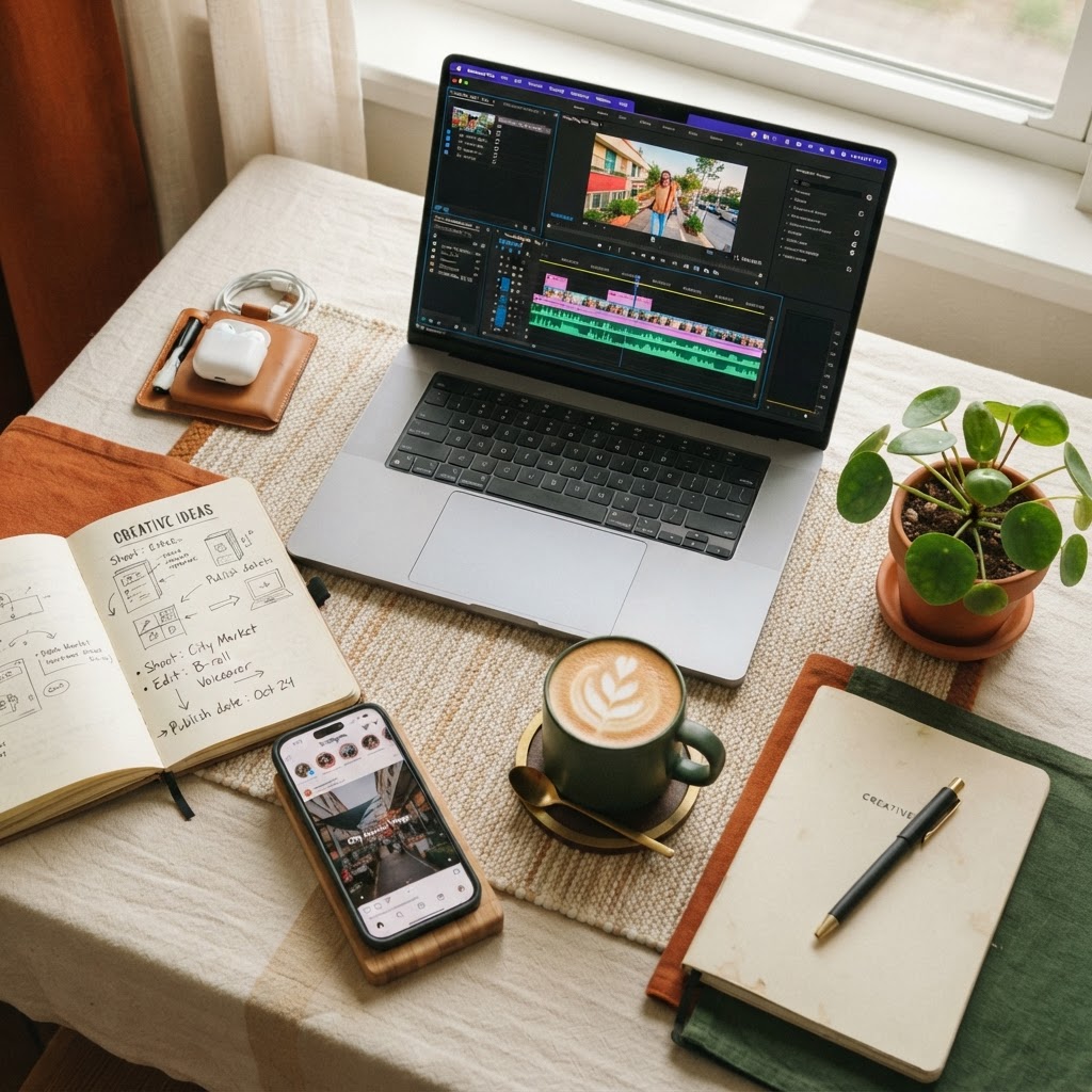 Raw creator recording on a timeline