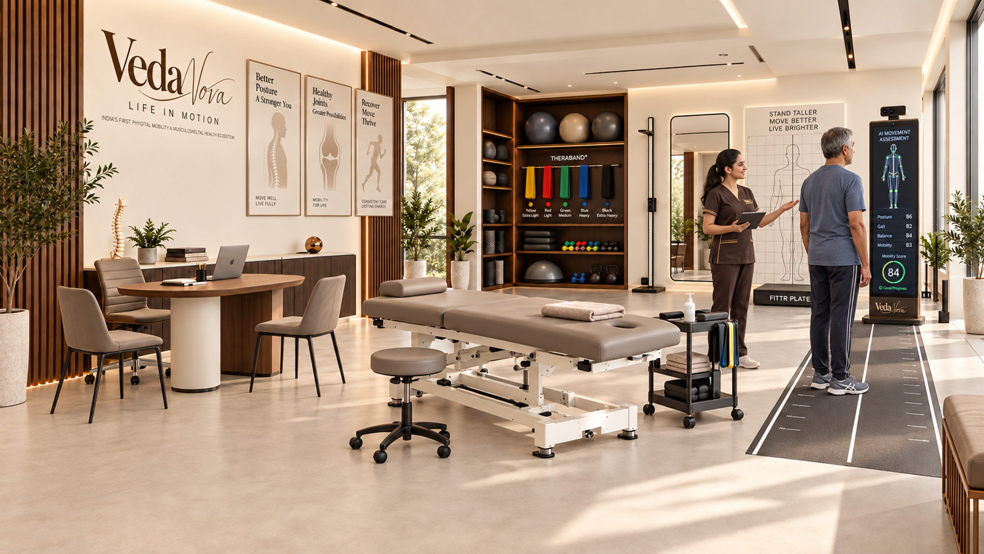 VedaNova clinic mobility assessment suite with multidisciplinary team and computer vision gait lab