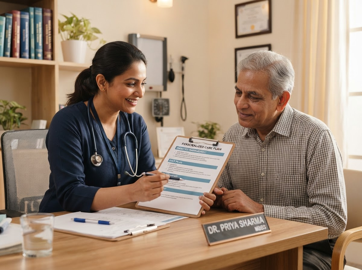 Clinician building a personalised care plan with a patient