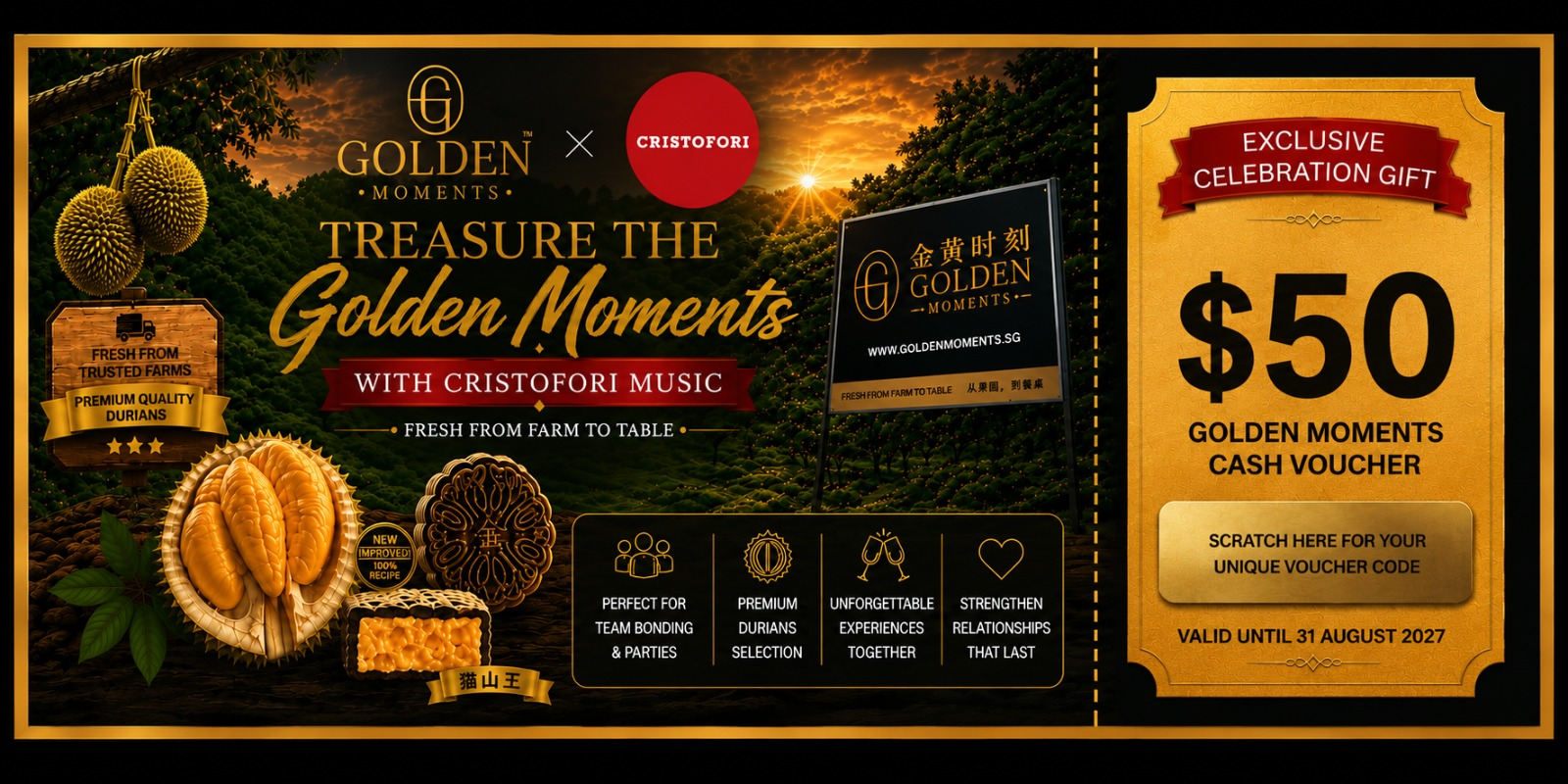 Golden Moments x CRISTOFORI $50 Cash Voucher