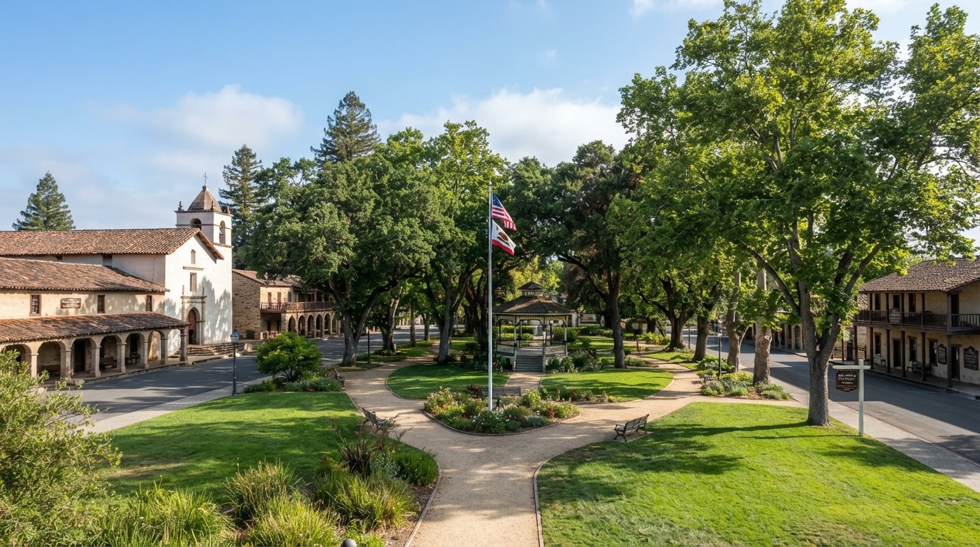 The historic Sonoma Plaza in Sonoma, California