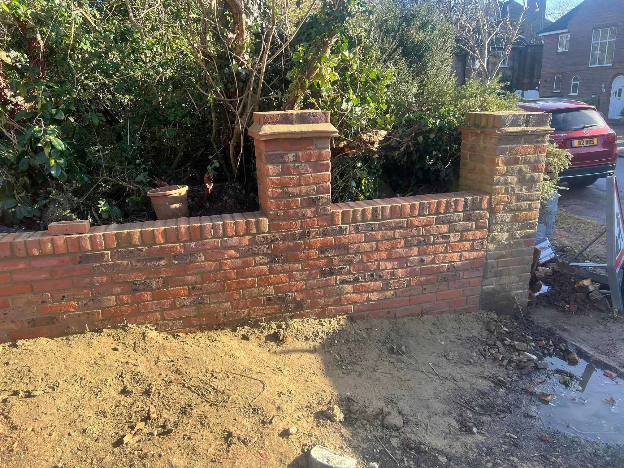Precision brickwork boundary wall and structural piers