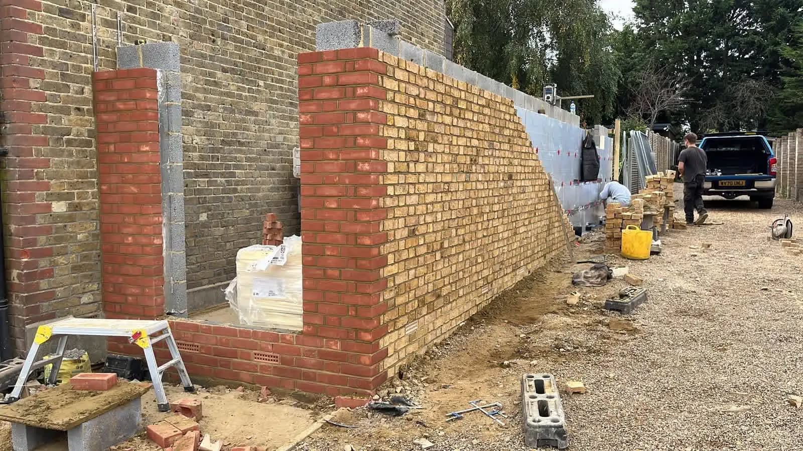 JCP Building Contractors on site carrying out brickwork and structural walling