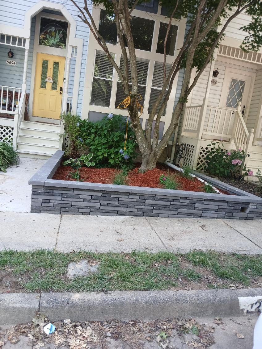 Stacked Stone Tree Surround & Front Garden Retaining
