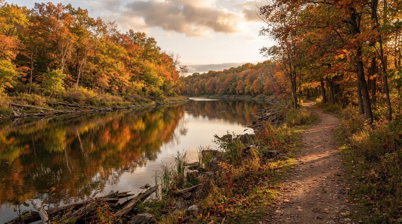 The Grand River trail near Brantford at golden hour