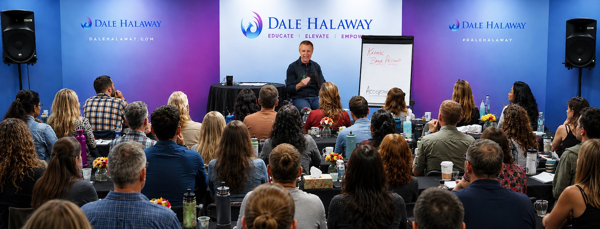 Dale Halaway teaching a live room full of engaged students
