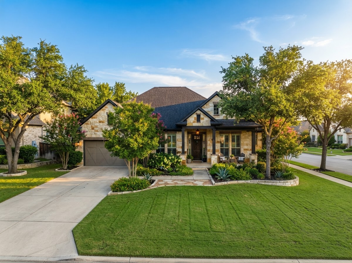 Single-story home on a tree-lined lot