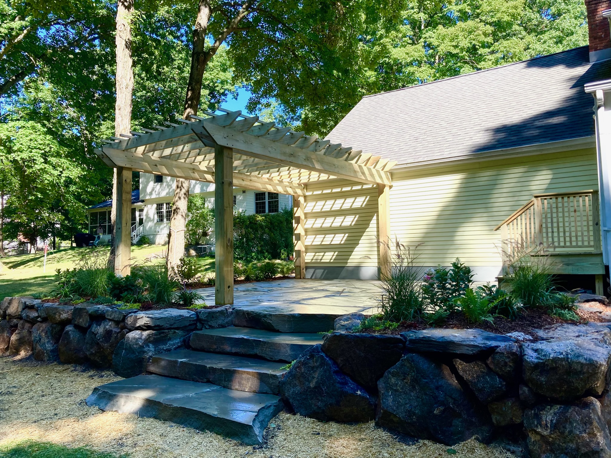 Pergola installation in Millbrook, NY by Red Cedar Construction