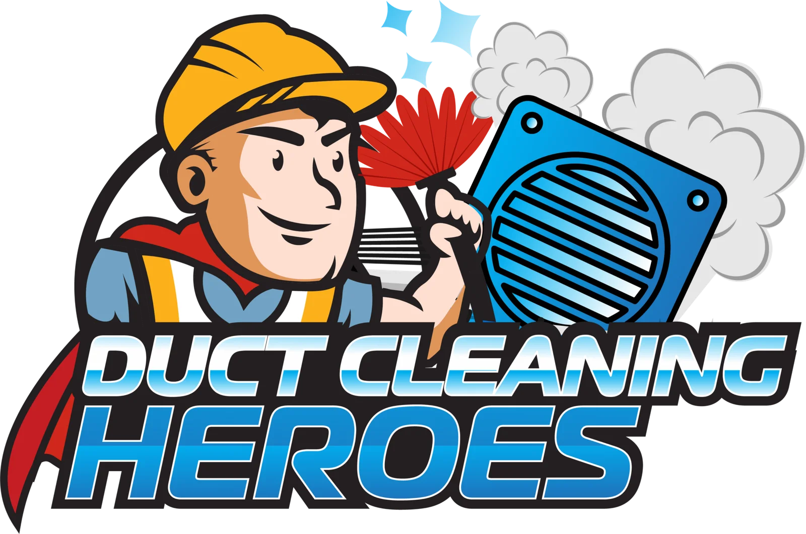 Duct Cleaning Heroes Mascot and Logo