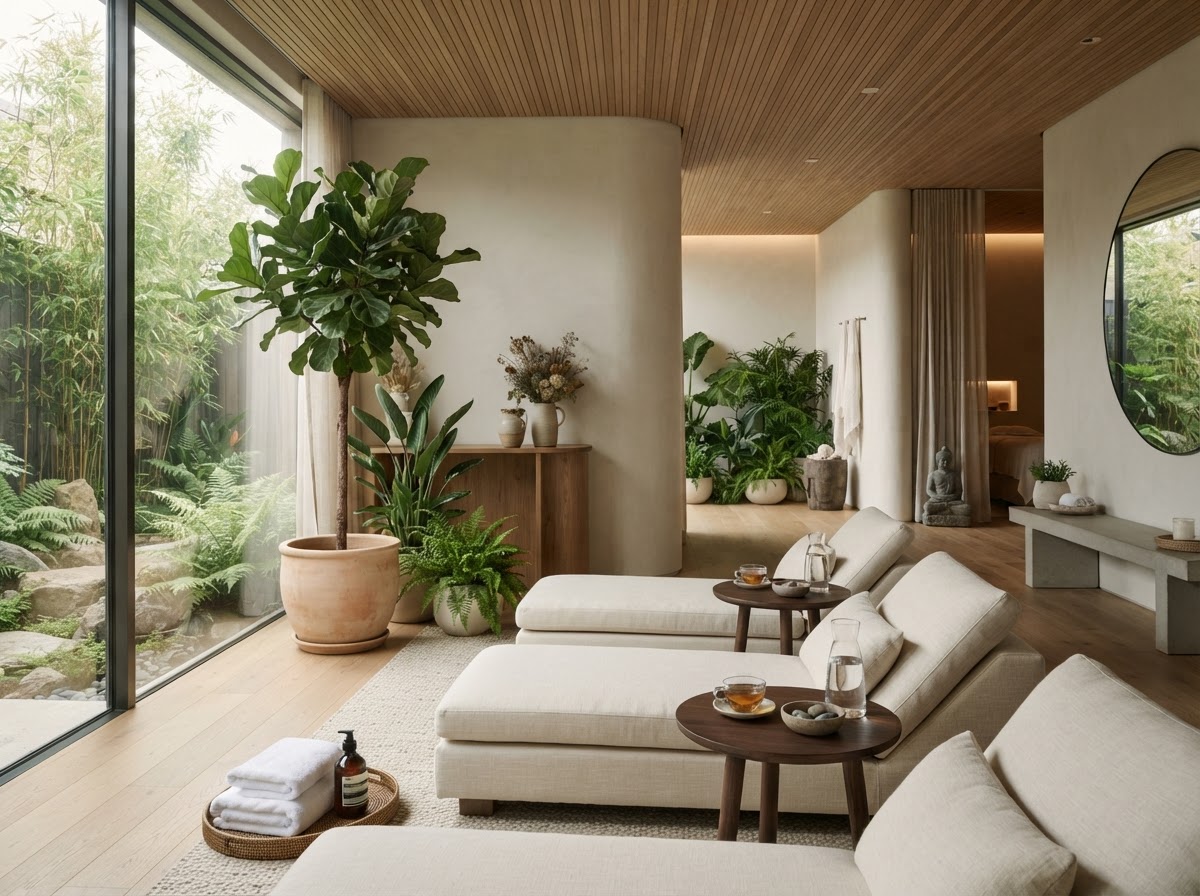 Serene modern wellness spa interior