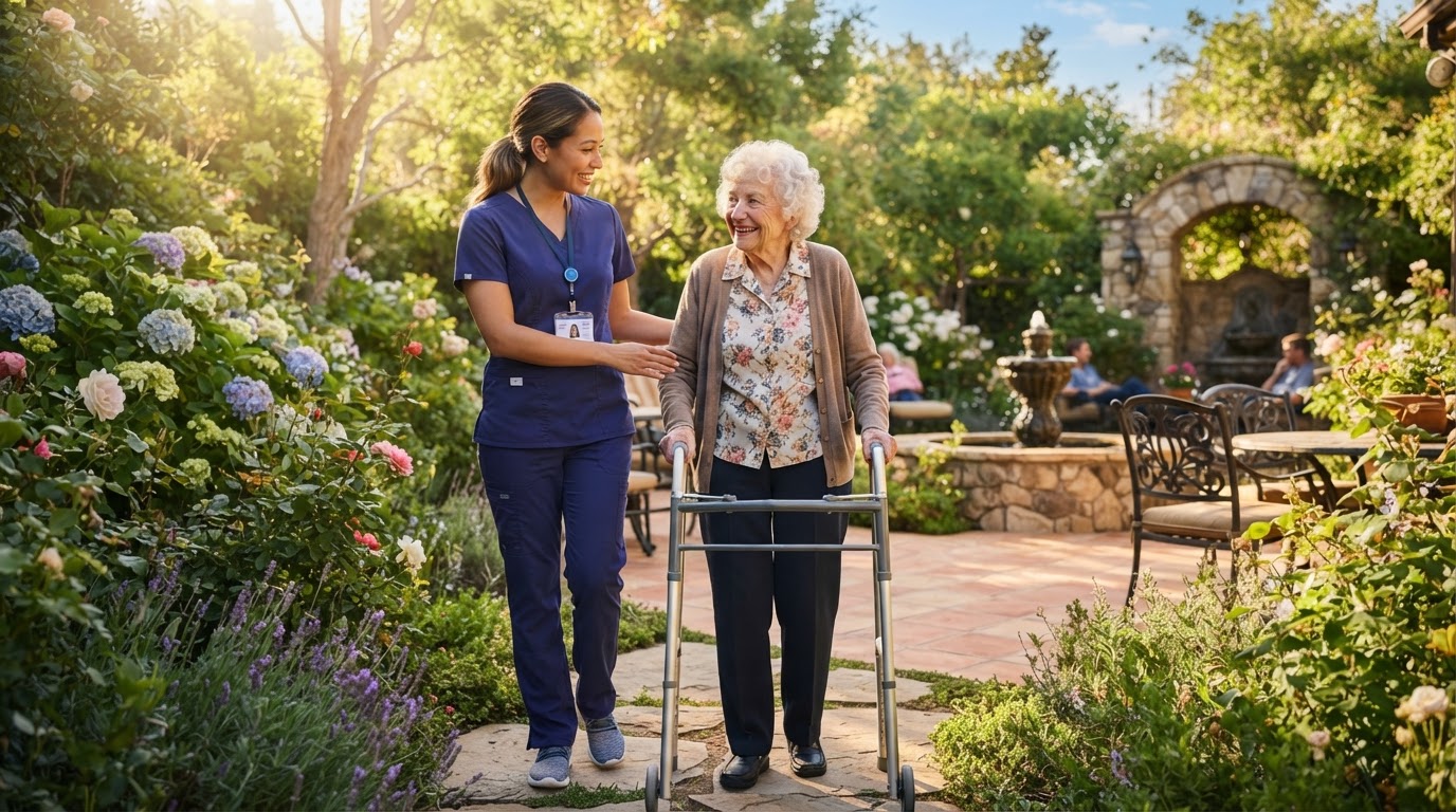 Compassionate home health caregiver helping senior in New Jersey