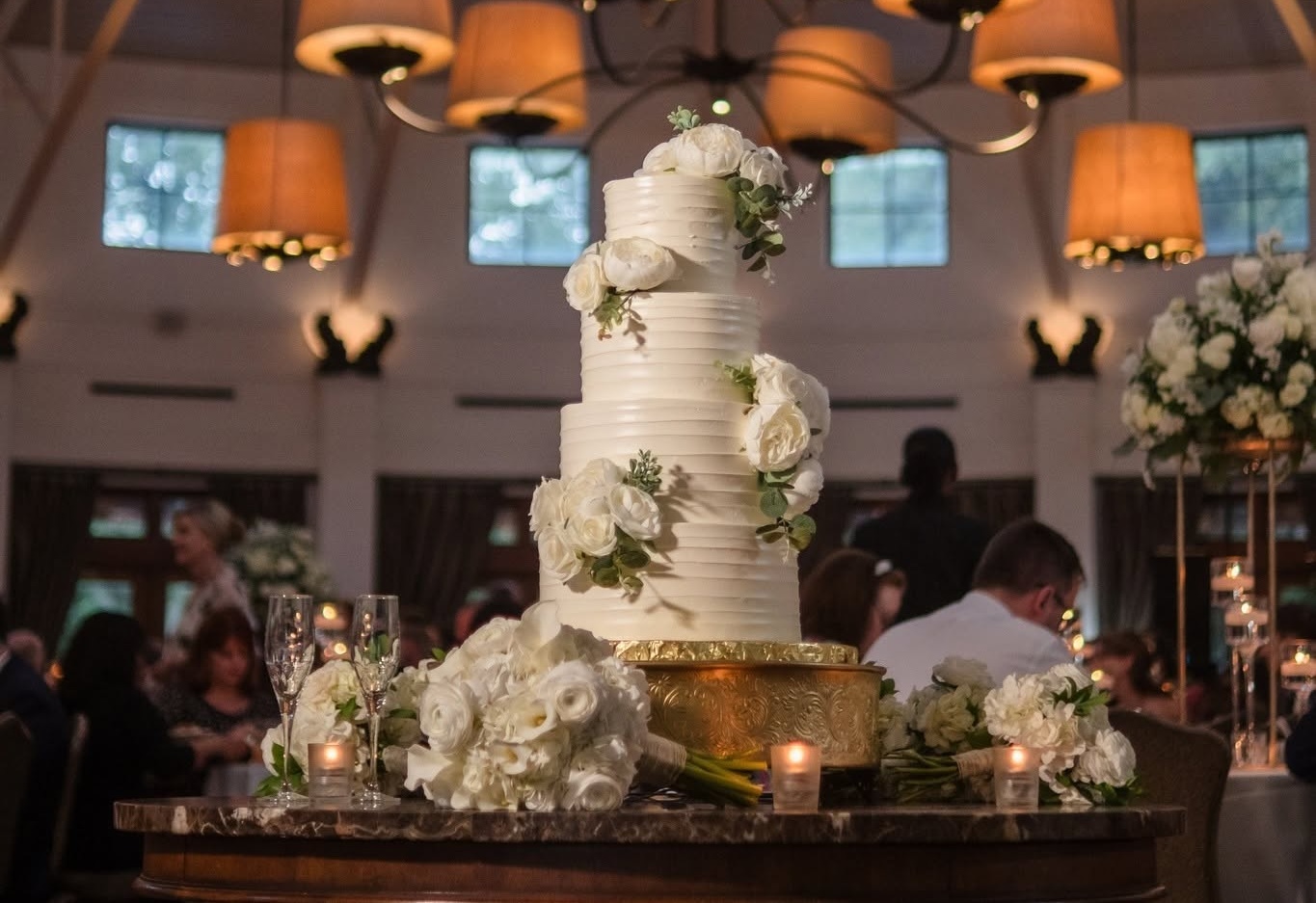 Grand ballroom multi-tier wedding cake by The Sweet Life Bakery