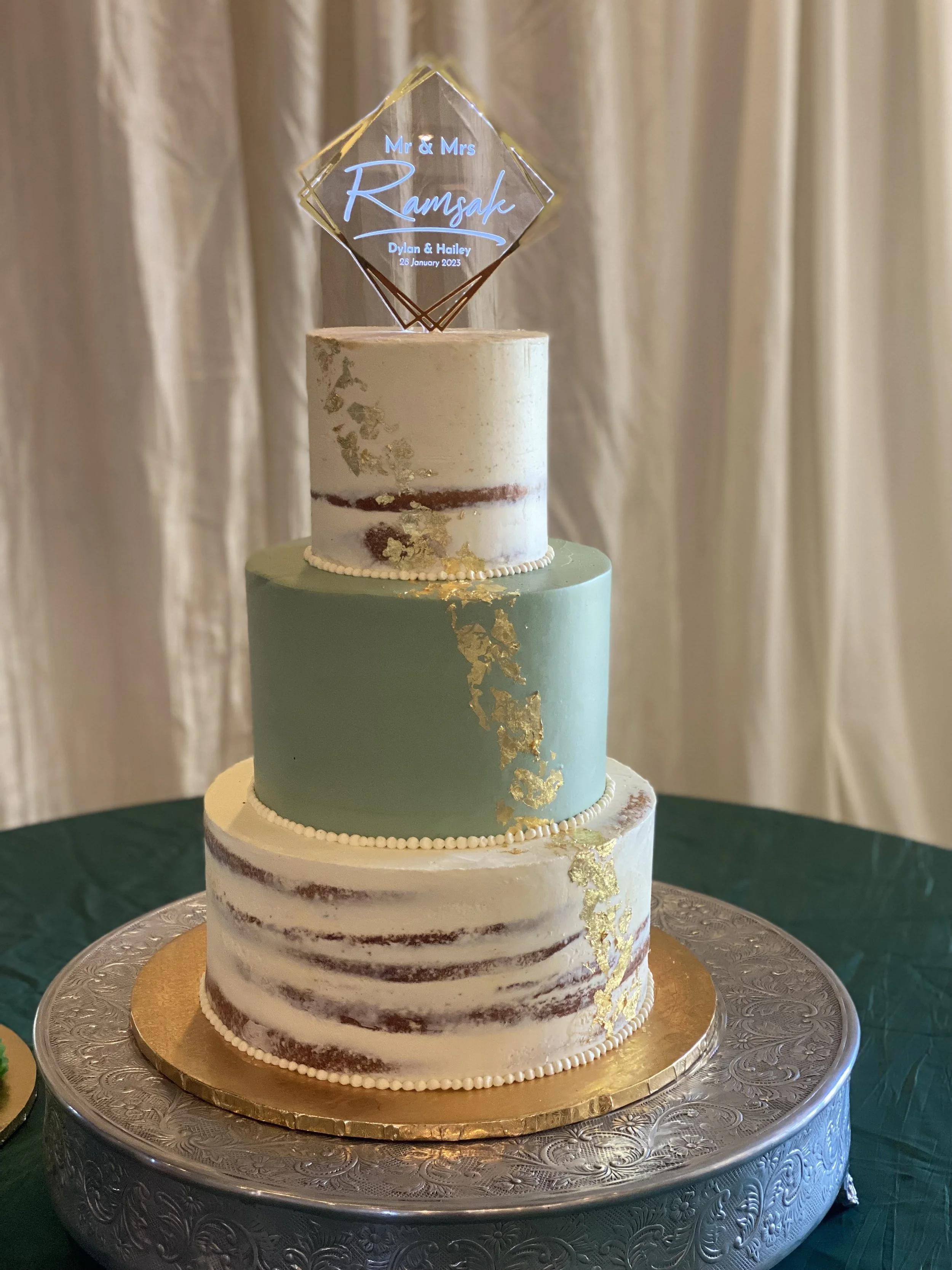 Sage & Gold Leaf Semi-Naked Cake