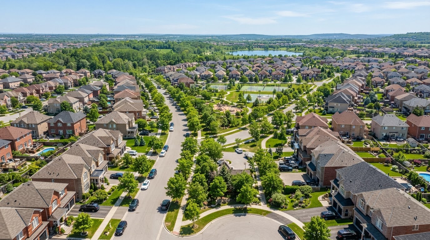 Aerial view of a clean suburban neighborhood
