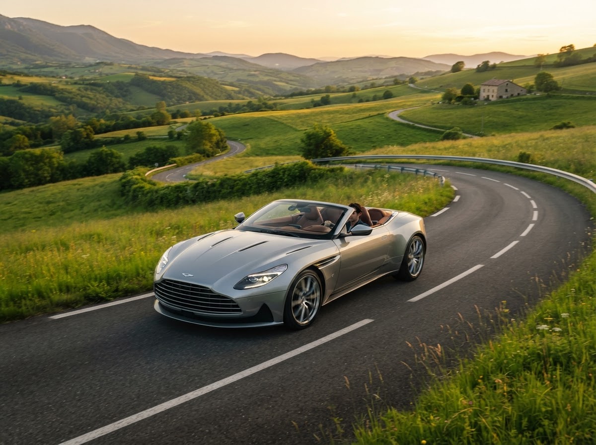A car on a scenic road