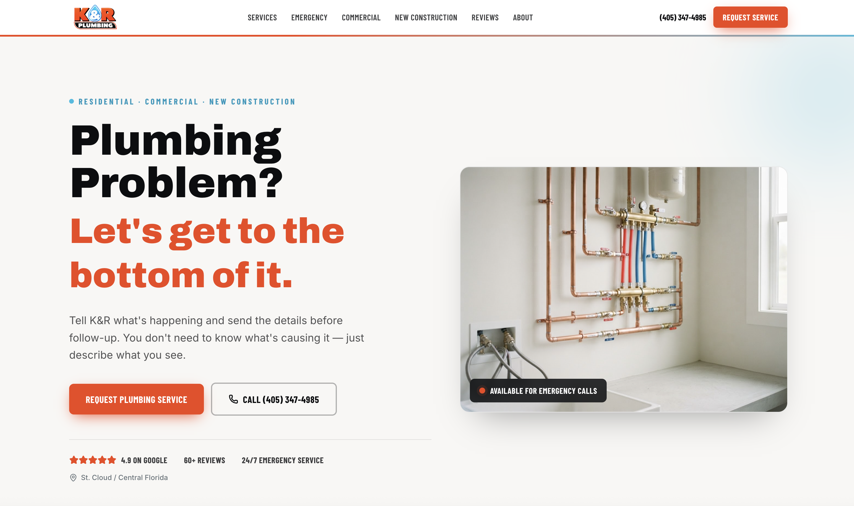 K&R Plumbing — Plumbing contractor website design preview