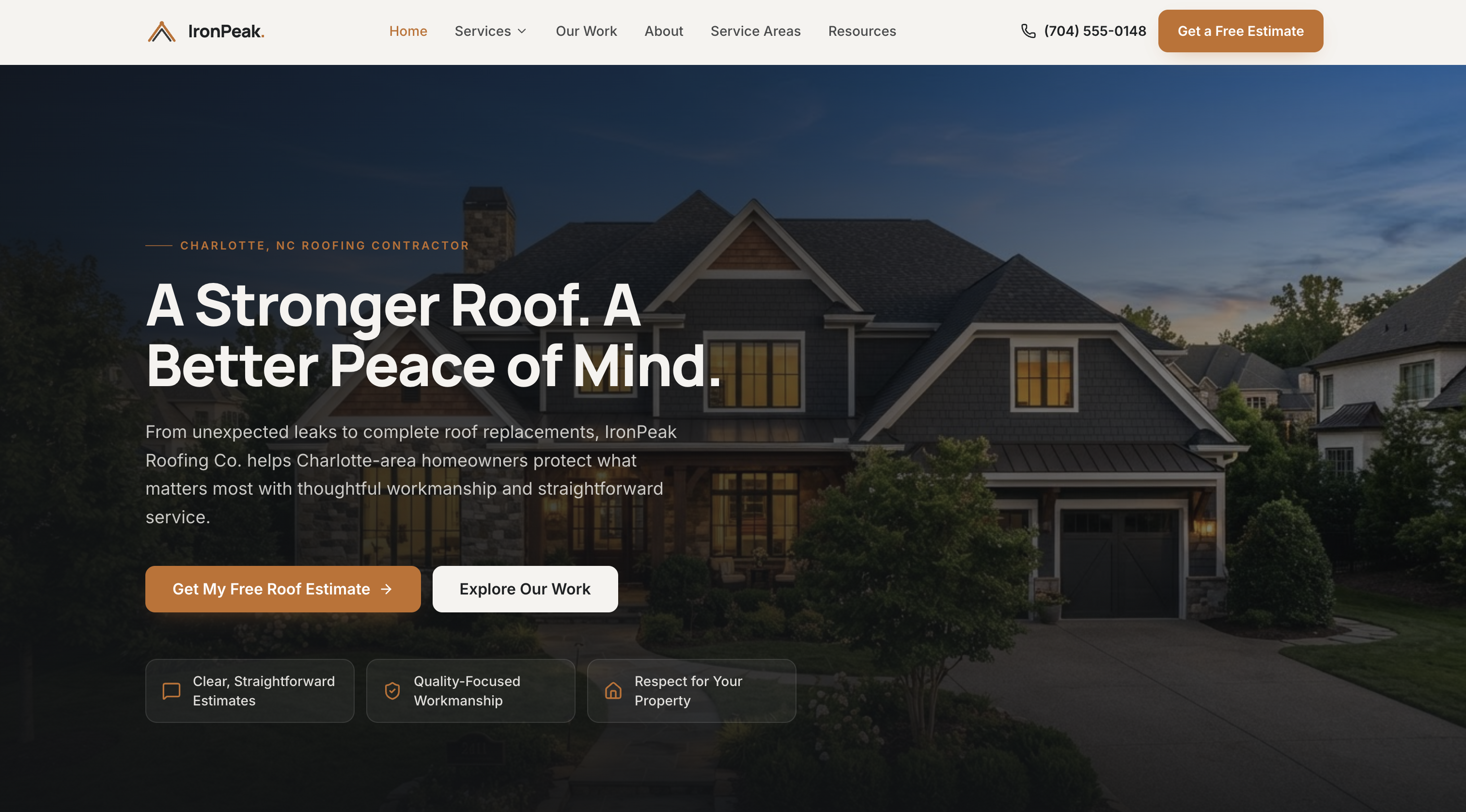 Iron Peak Roofing — Roofing contractor website design preview