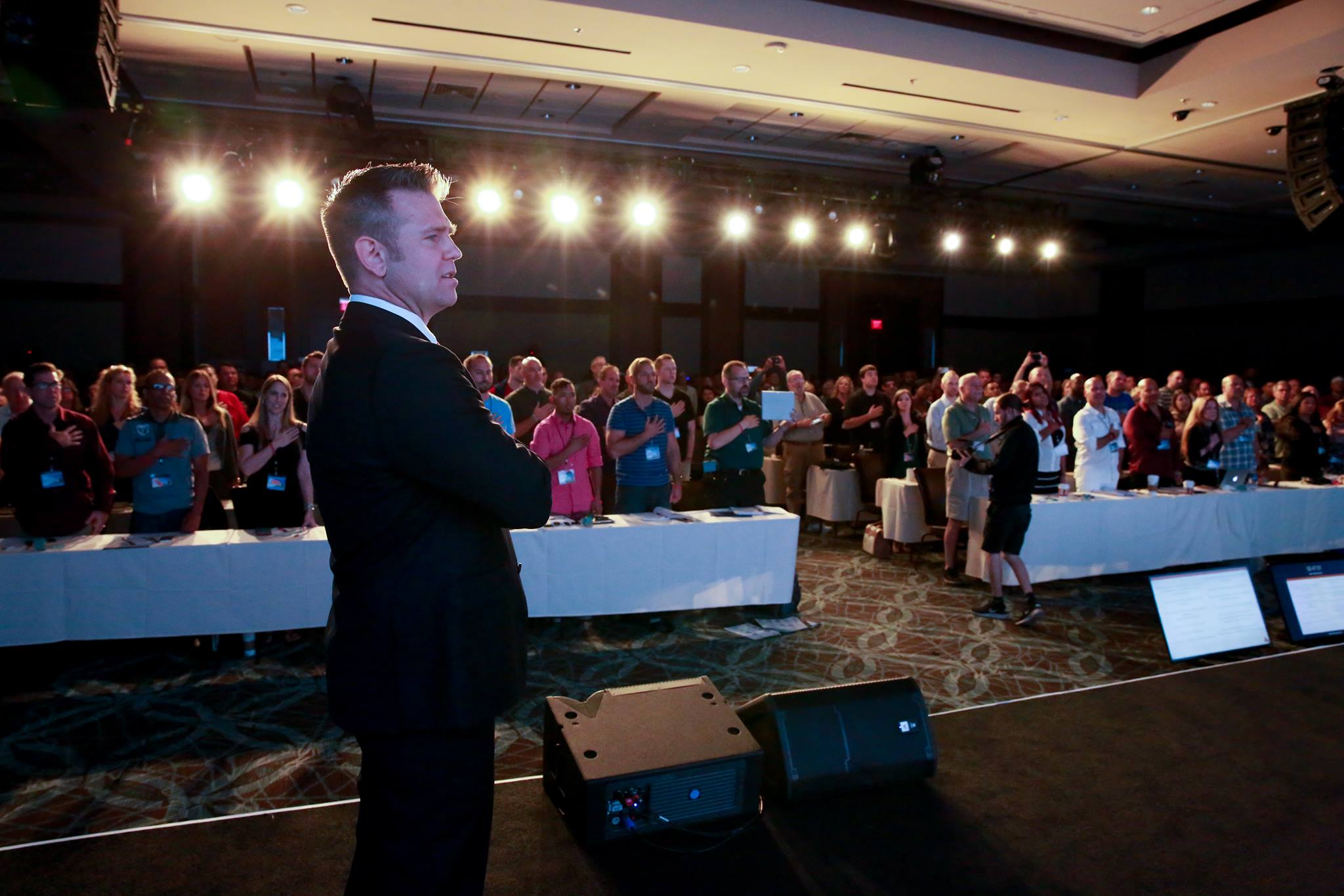 Jashin Howell on stage with audience