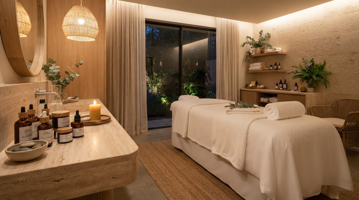 Spa Interior and Skincare Products