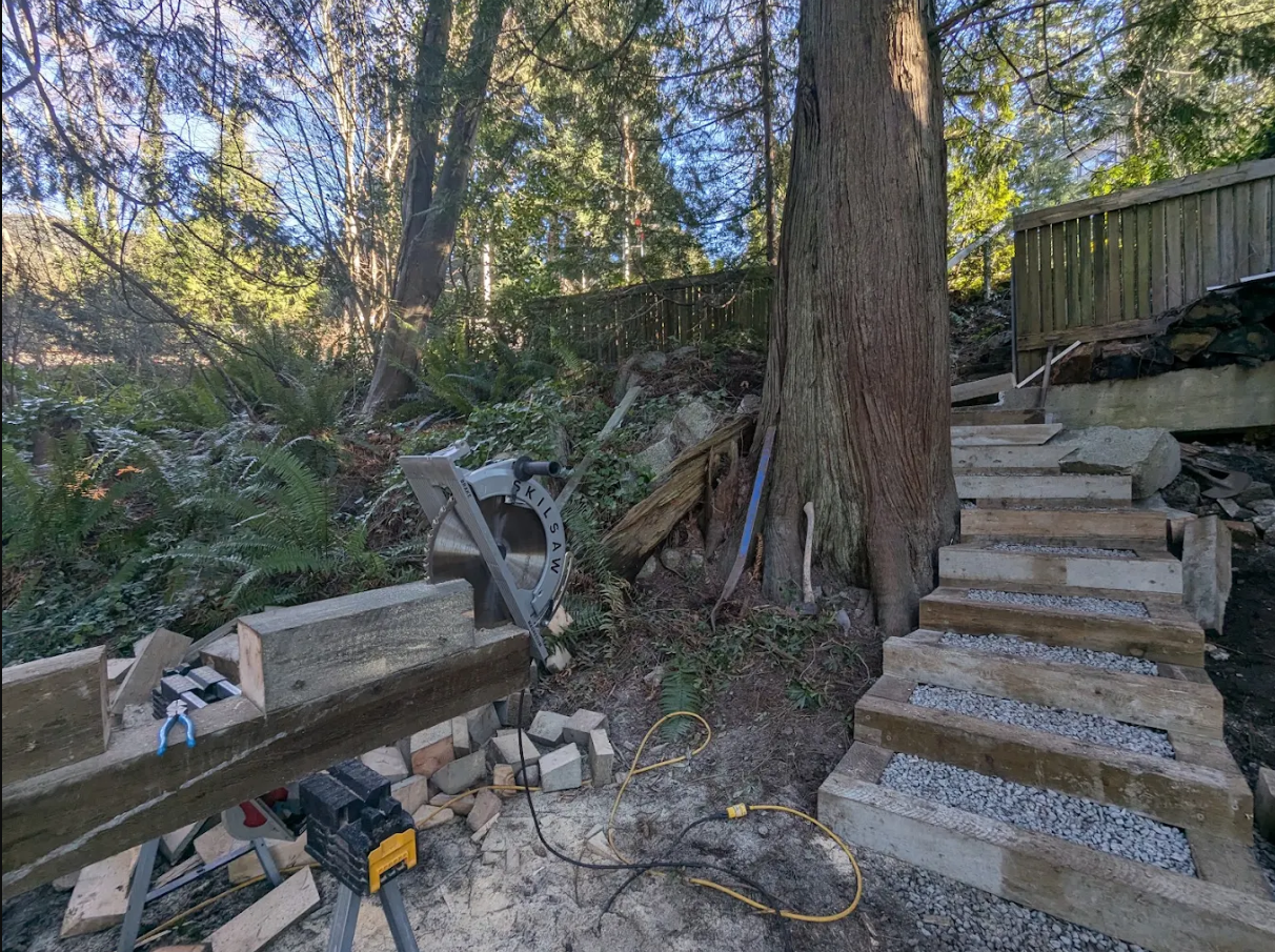Heavy Timber Hillside Steps & Structural Grading — Rhombus Carpentry Vancouver carpenter in Vancouver, BC (49.2606° N, 123.0691° W)