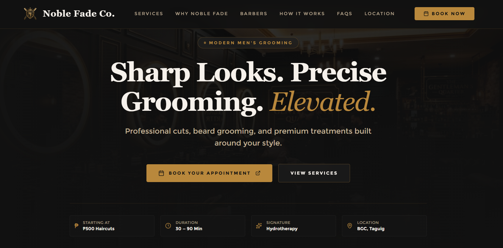 Noble Fade — Main Booking Funnel