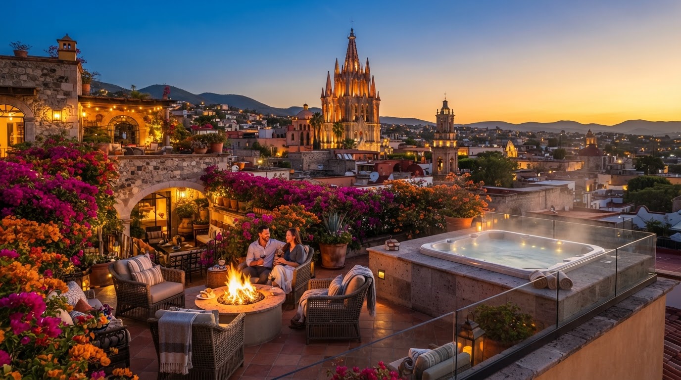 Rooftop Hot Tub Overlooking Historic City