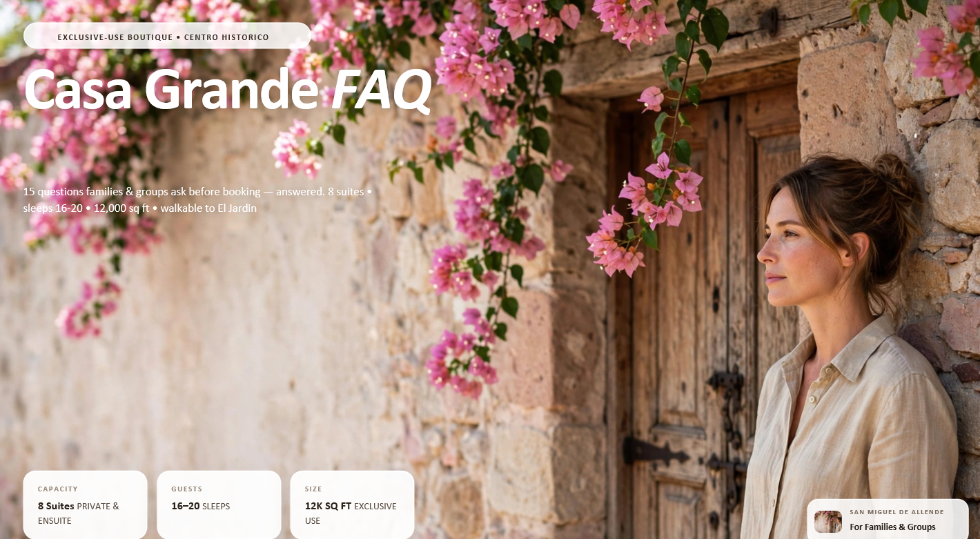 Michelle welcoming guests under blooming bougainvillea at Casa Grande