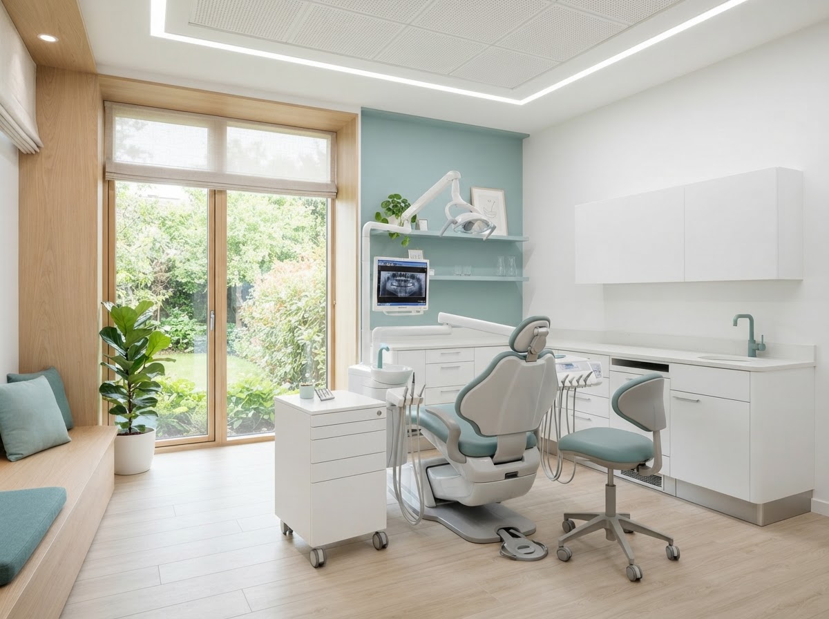 The bright, modern treatment room at LumiSmile Dental Studio