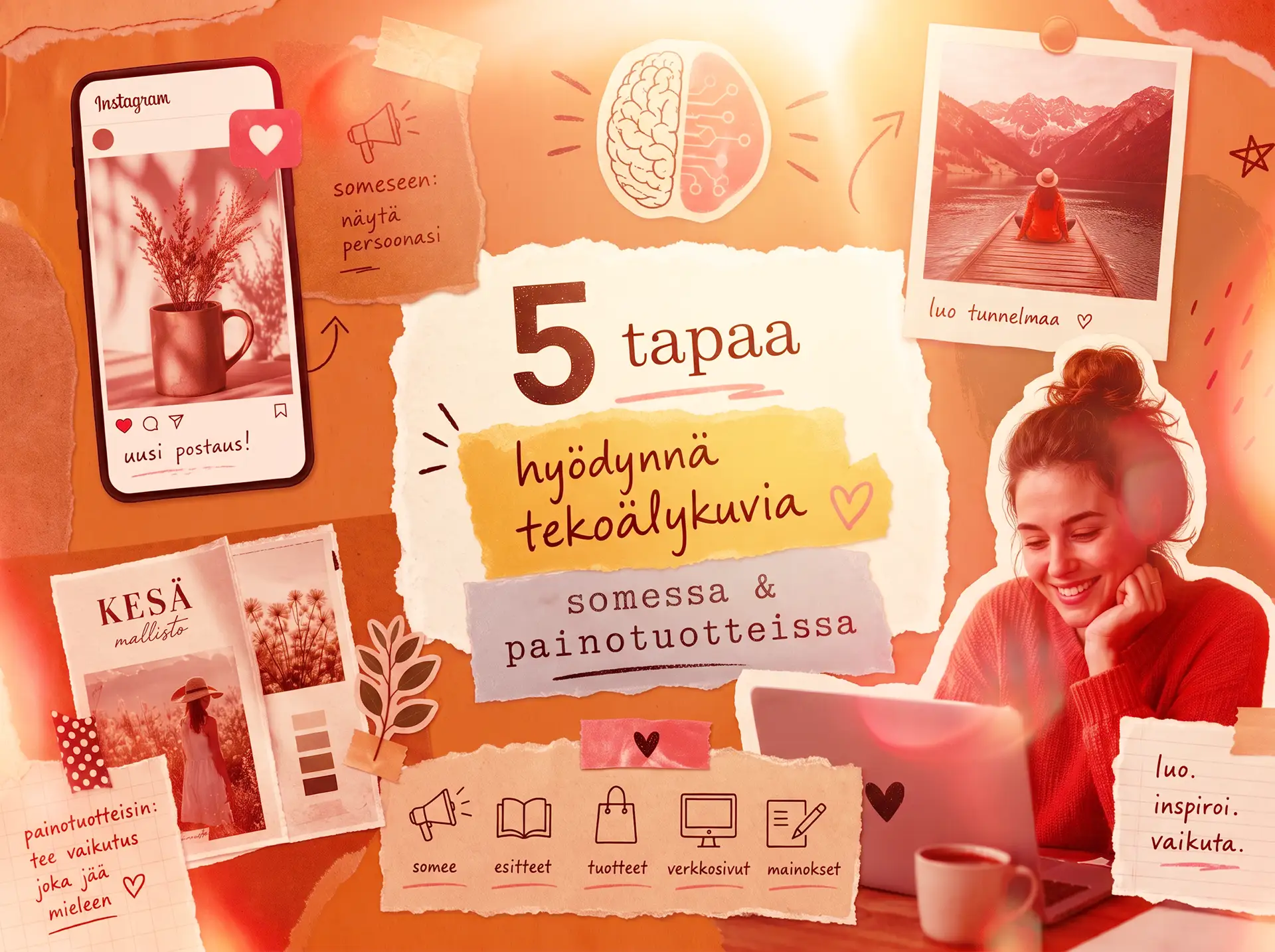 5 tapaa hyödyntää tekoälykuvia someessa ja painotuotteissa