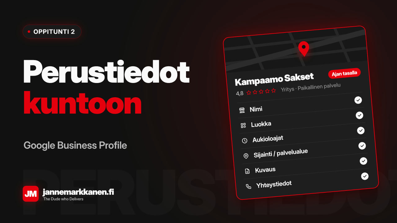 Oppitunti 2: Perustiedot kuntoon – Google Business Profile
