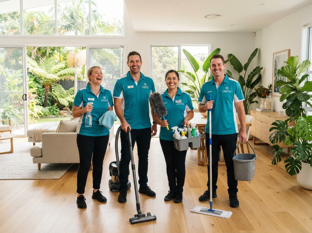 The friendly Tropical Cleaning team in matching uniforms