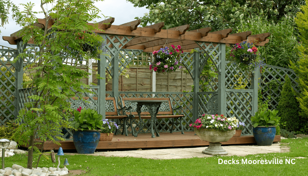 Green pergola in garden
