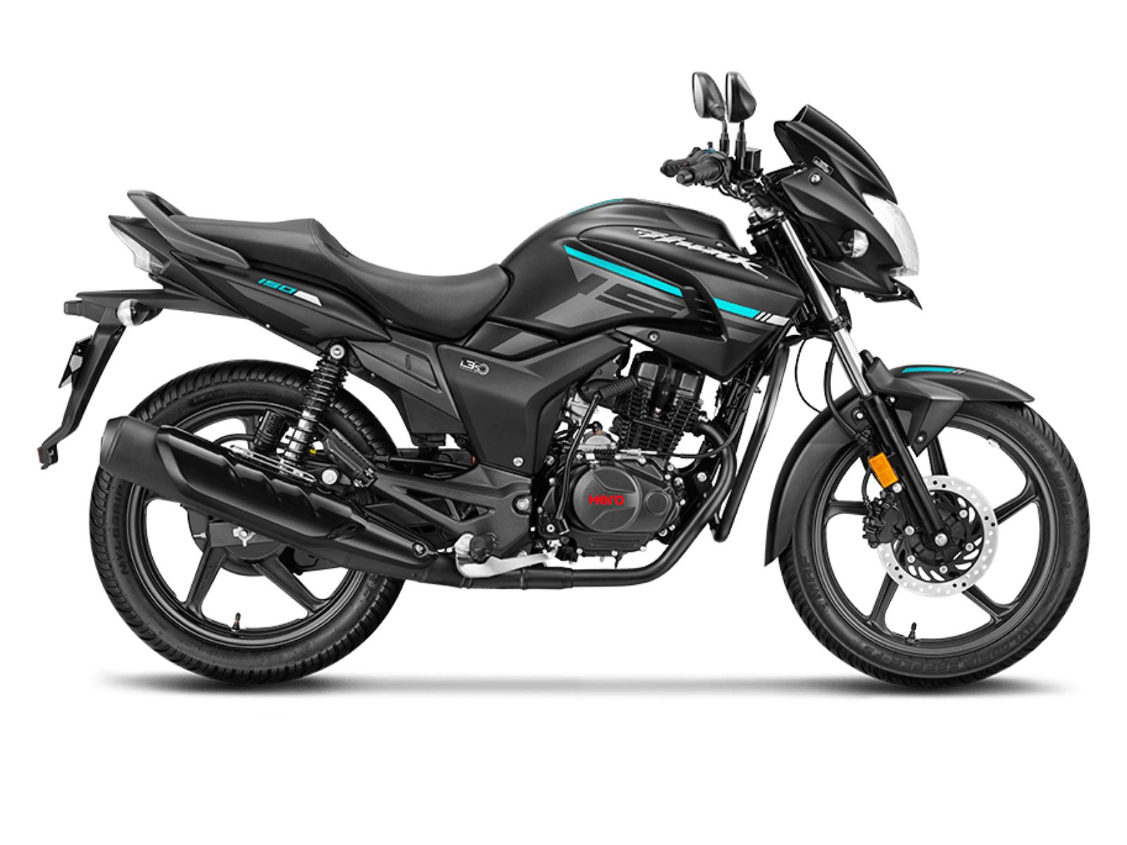 Hero Hunk 150 149.2 cc — Negro con detalles Azul Turquesa