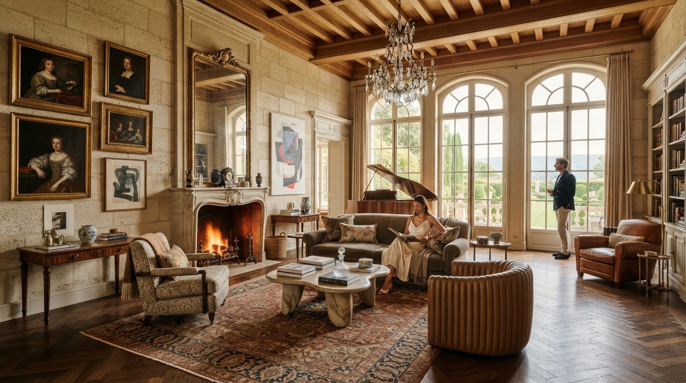 Curated luxury estate living salon