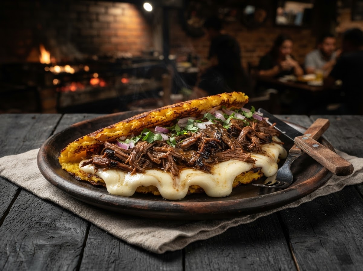 Cachapa con Carne en Vara