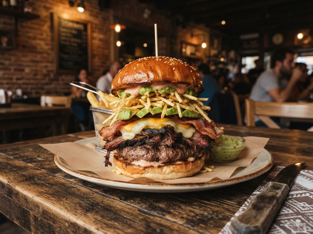 Burger Trivara con carne ahumada y tocineta