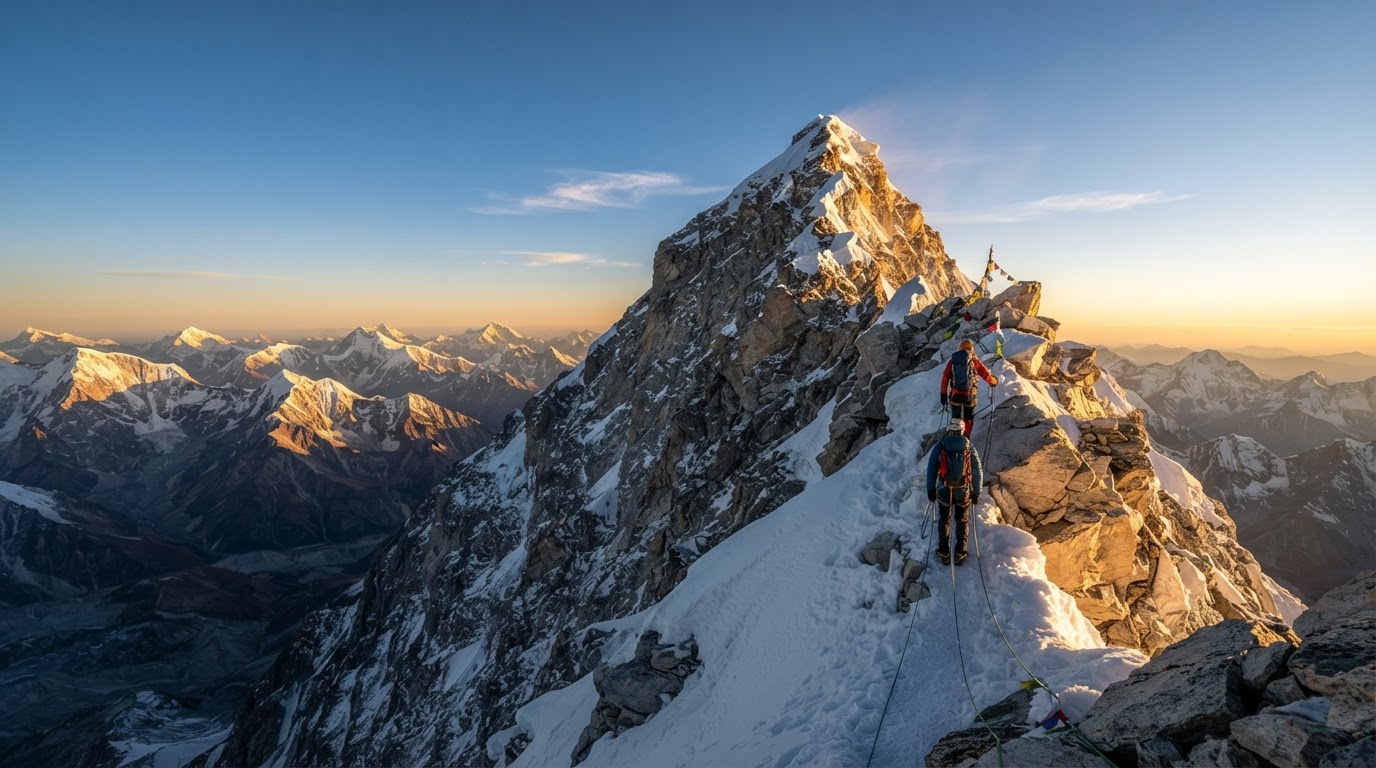Mountain peak representing summit and near-term transition