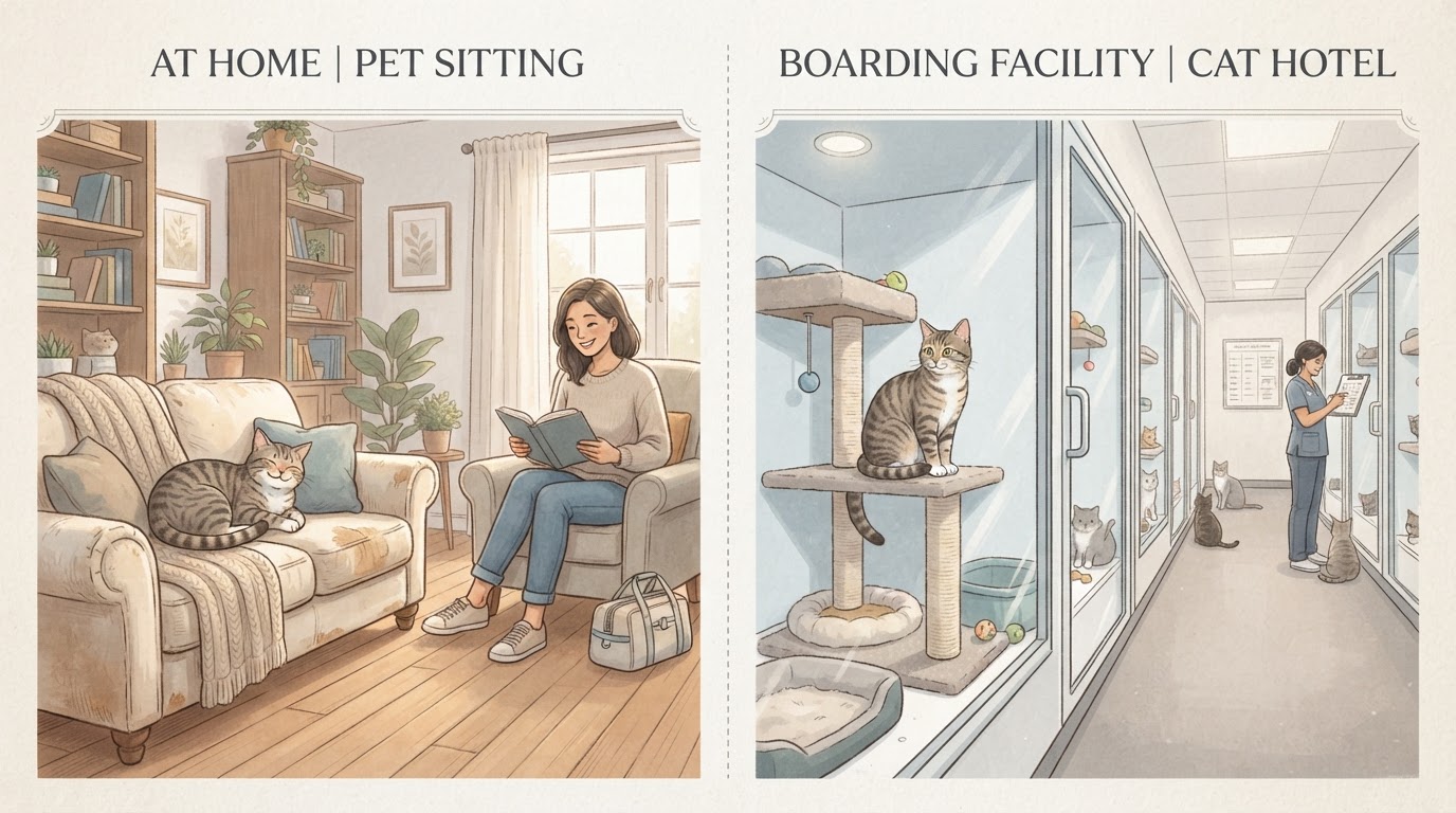 Cat Boarding vs. a Pet Sitter: Which Is Better for Your Cat — cover image