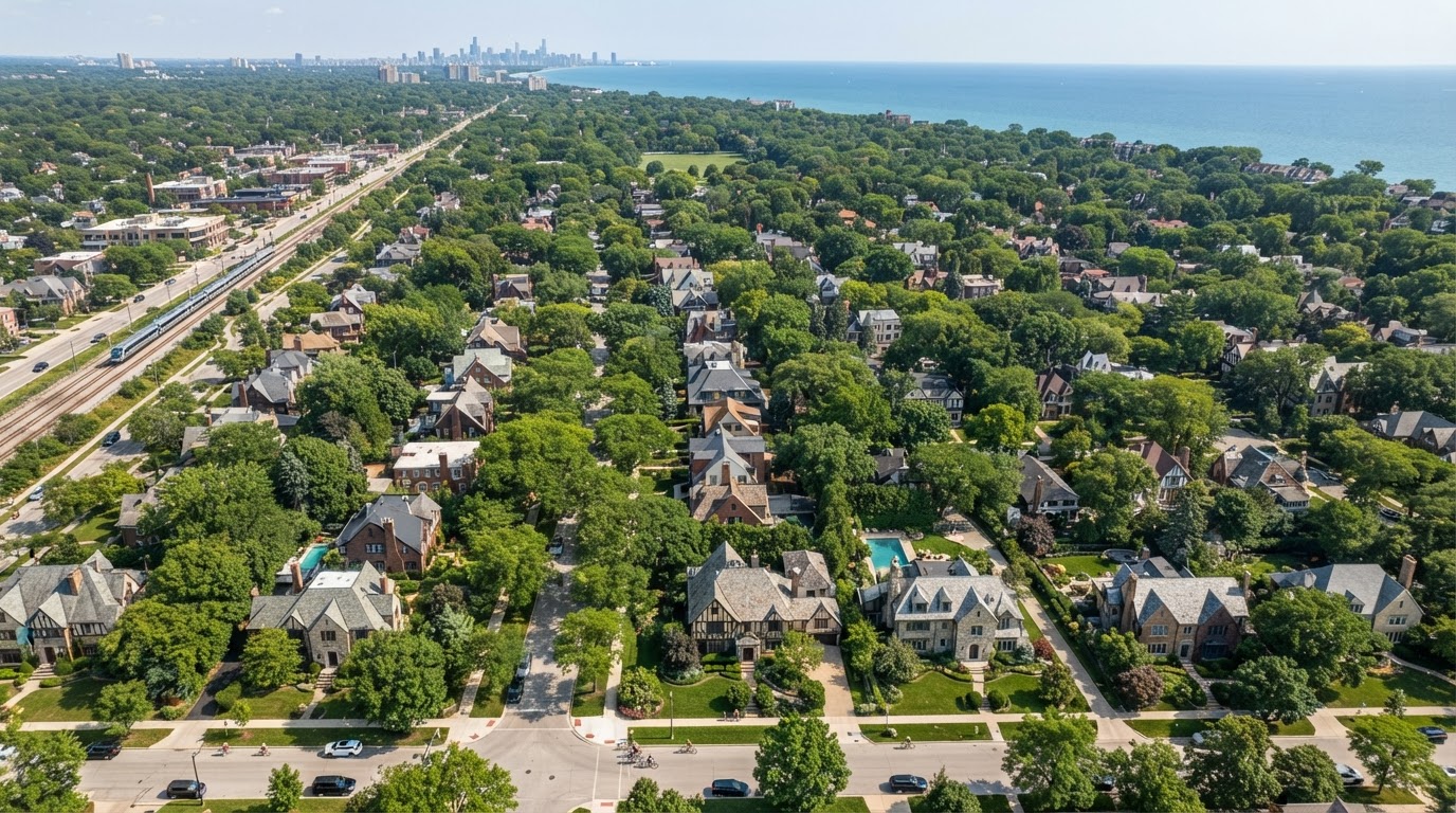 Residential street in Evanston and the North Shore served by Northgate Electric