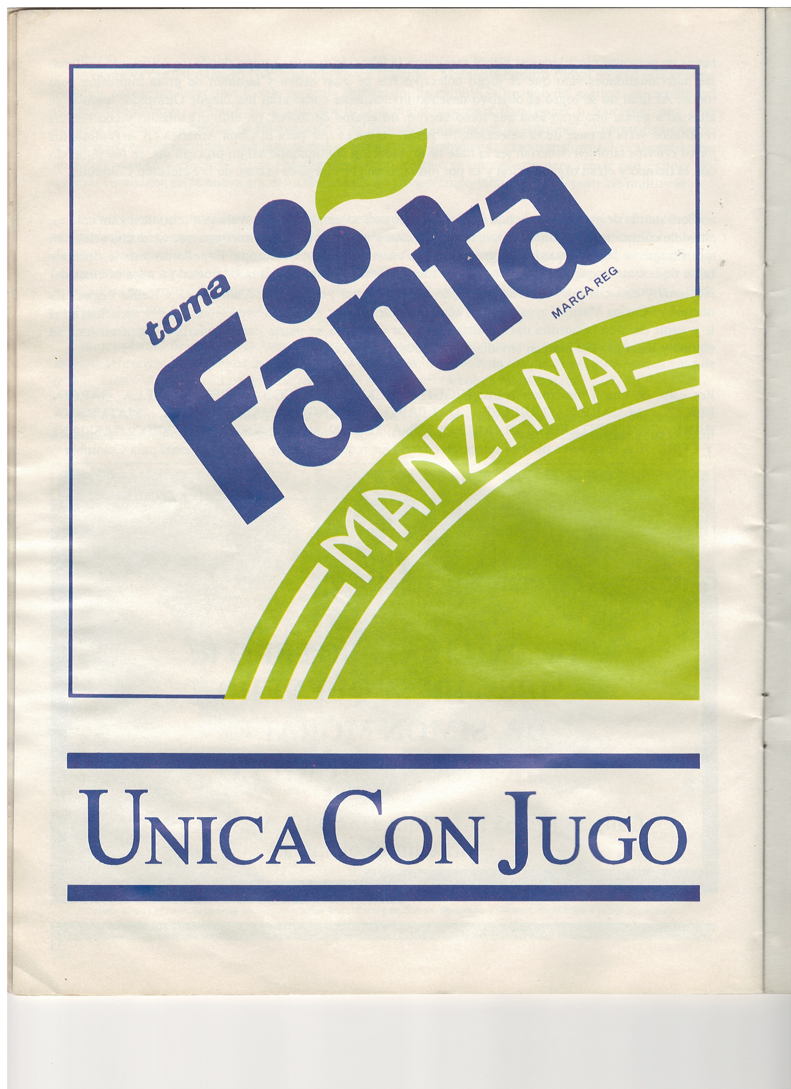 Página Publicitaria — «Toma Fanta Manzana: Única con Jugo»