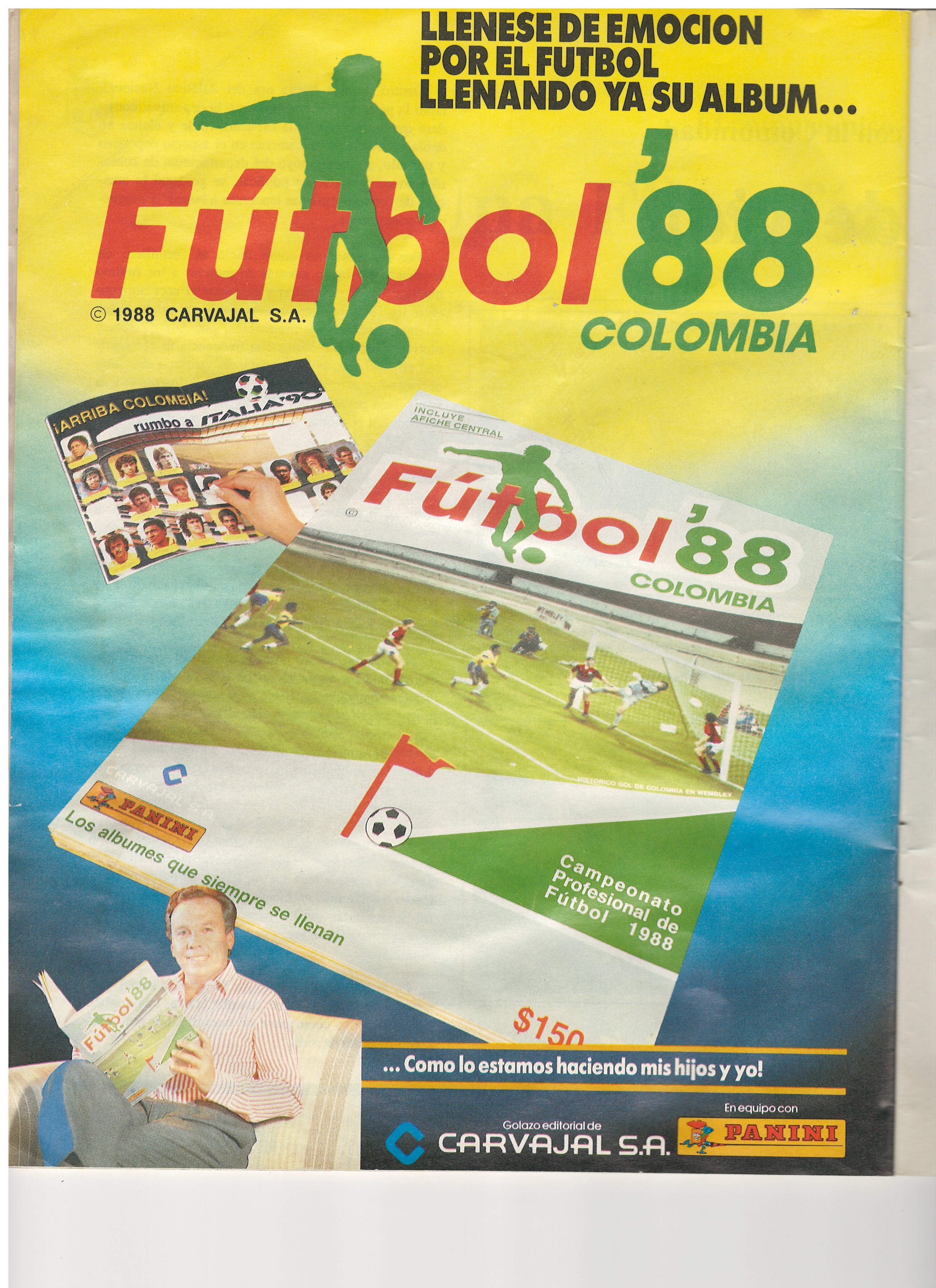 Página Publicitaria — Afiche Panini y Carvajal S.A. «Fútbol '88 Colombia»