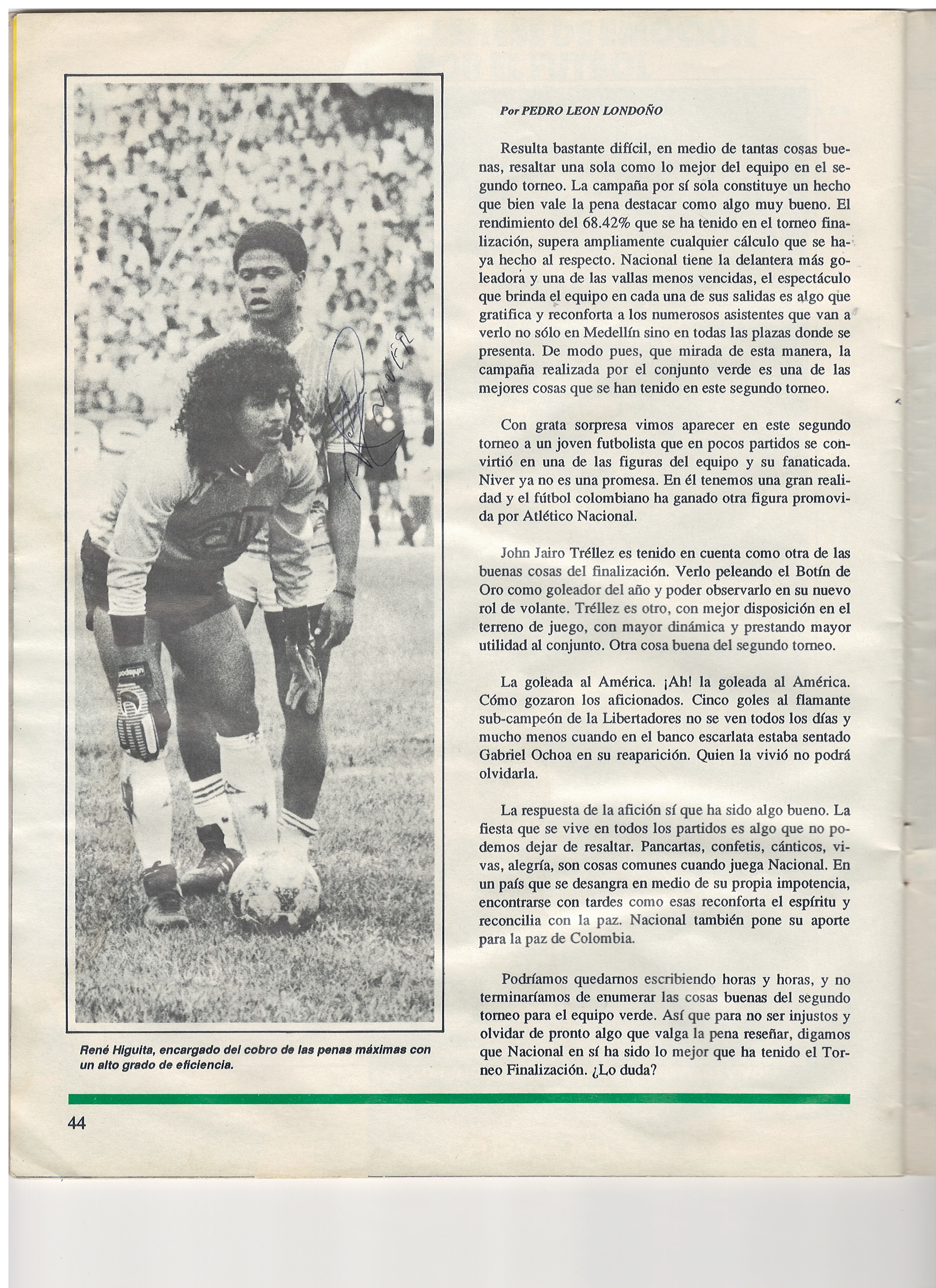 Página 44 — «Lo Mejor del Finalización» (Crónica de Pedro León Londoño y René Higuita)