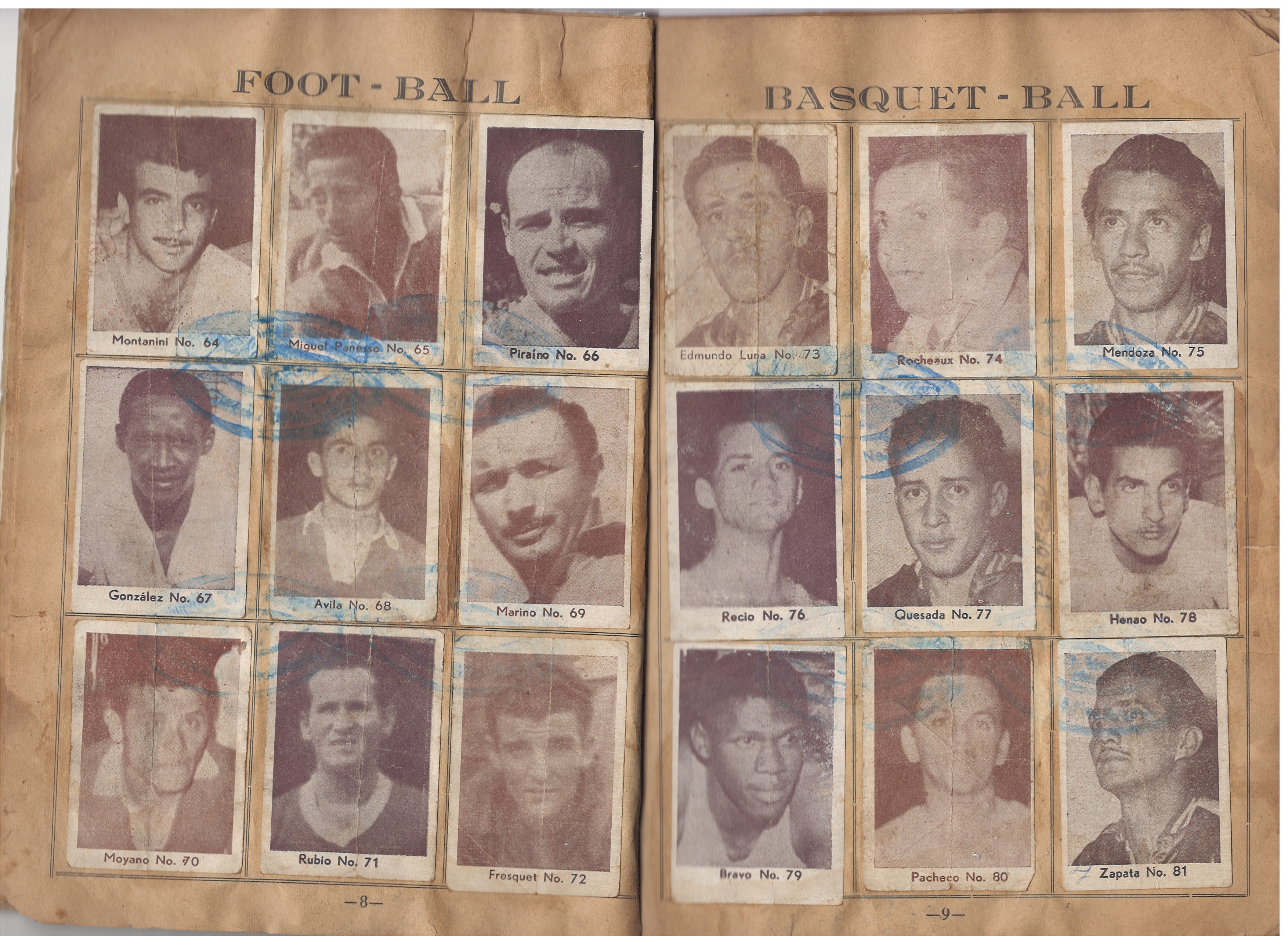 Páginas 8 y 9 — Foot-Ball (N.º 64 a 72) y Basquet-Ball (N.º 73 a 81)