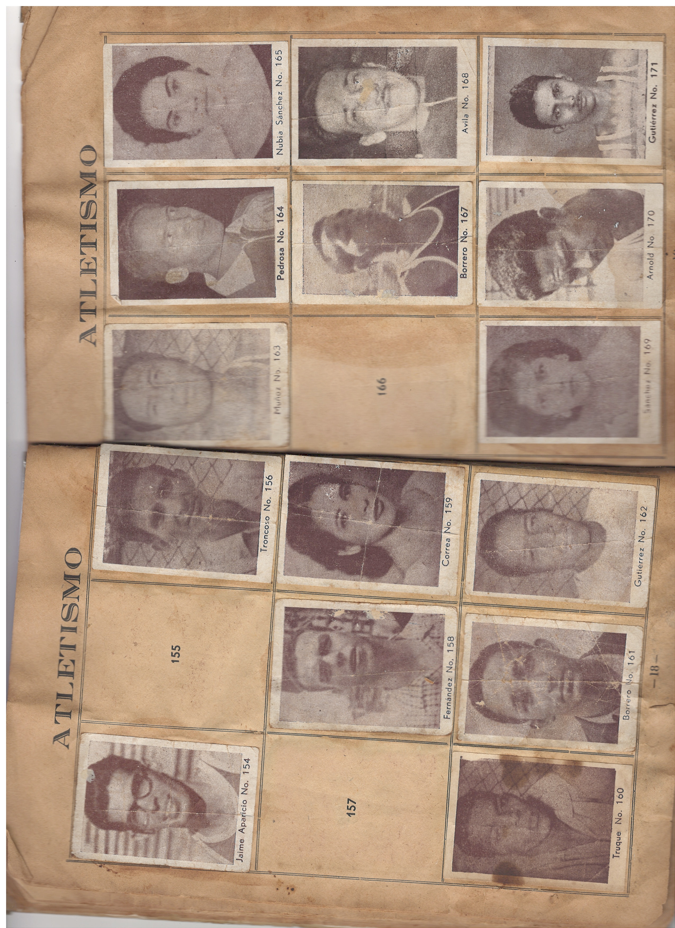 Páginas 18 y 19 — Sección Atletismo (Láminas N.º 154 a 171)