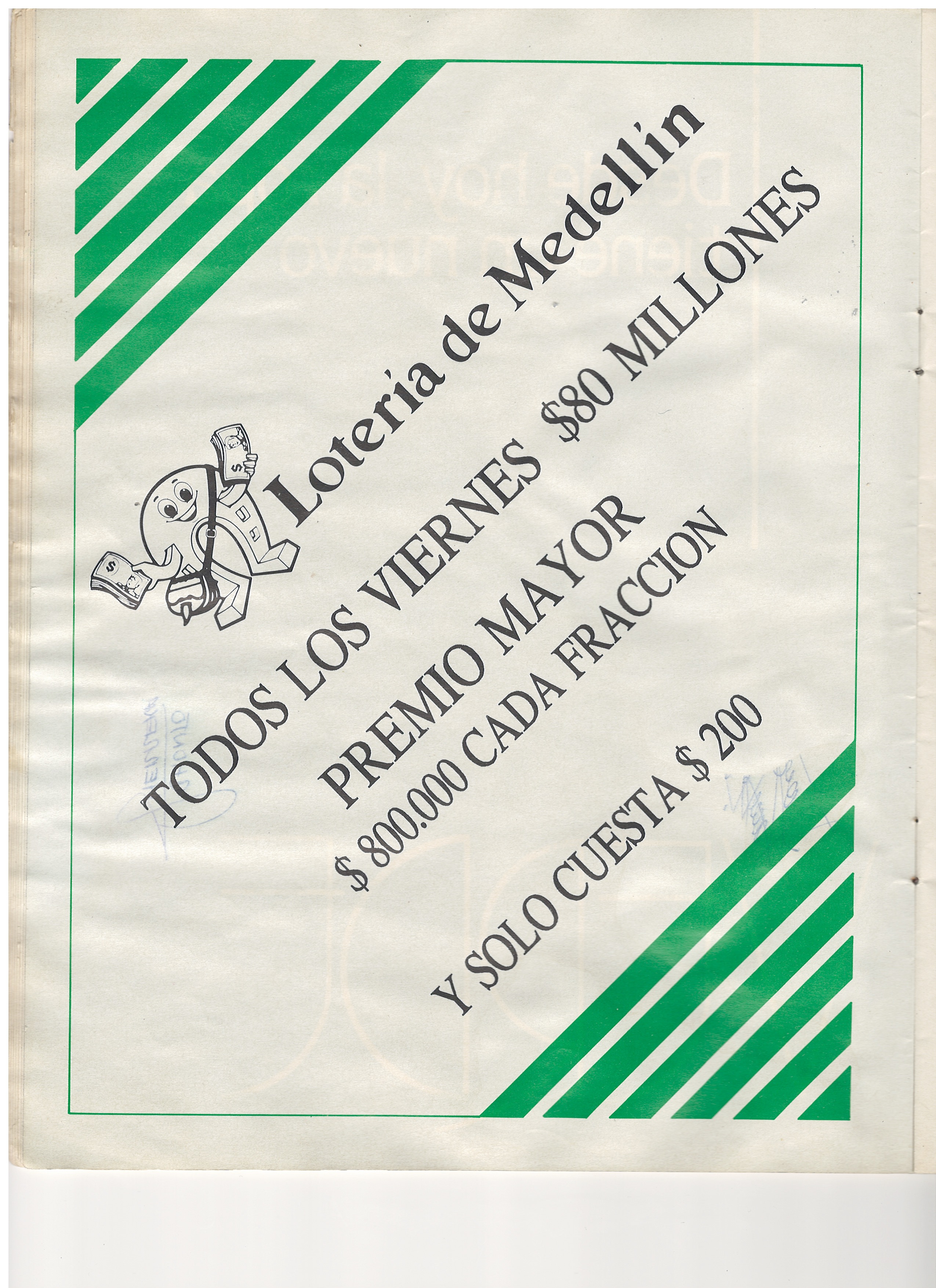 Página Publicitaria — Lotería de Medellín con Firmas Manuscritas