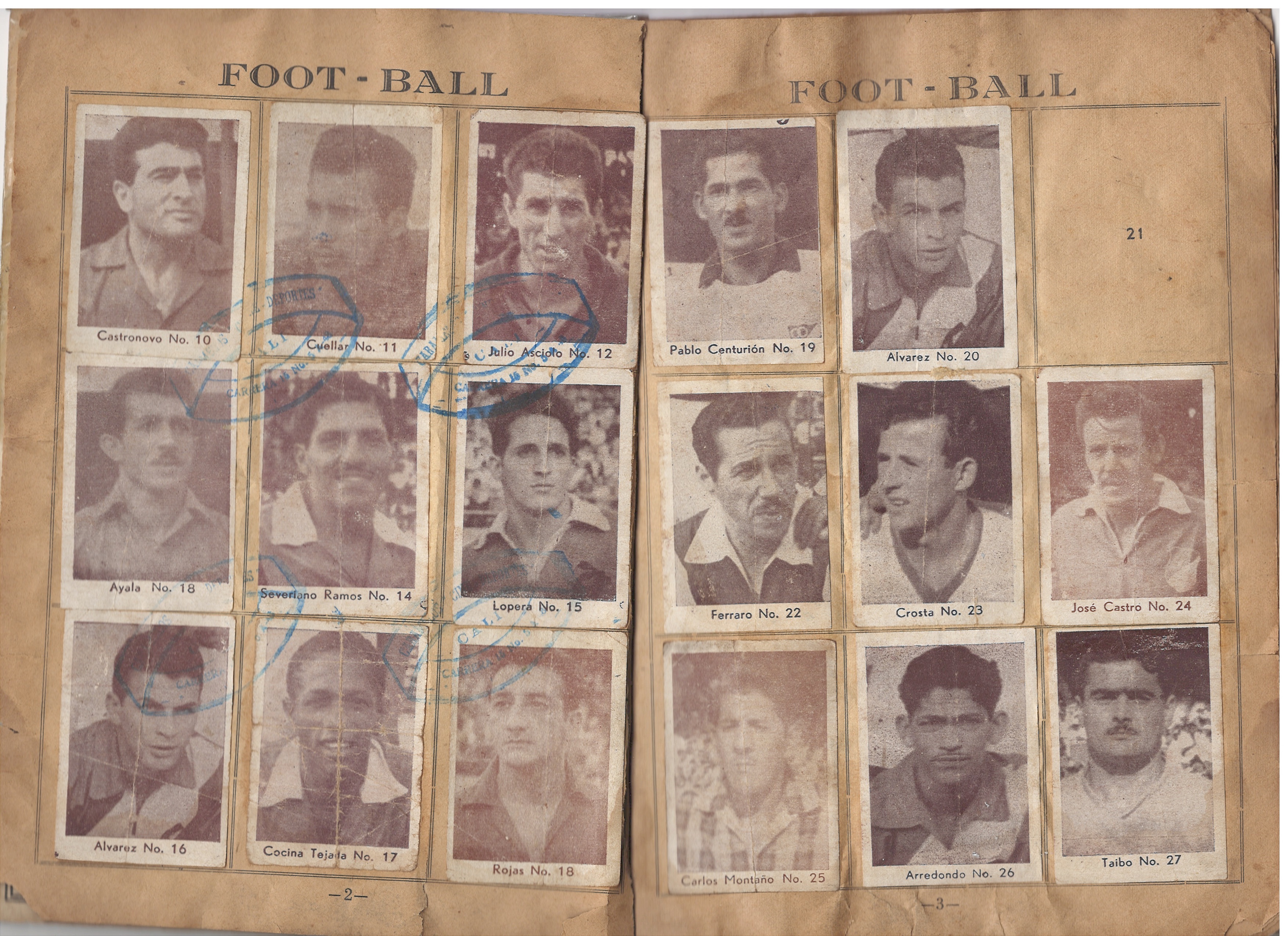 Páginas 2 y 3 — Sección Foot-Ball (Láminas N.º 10 a 27)