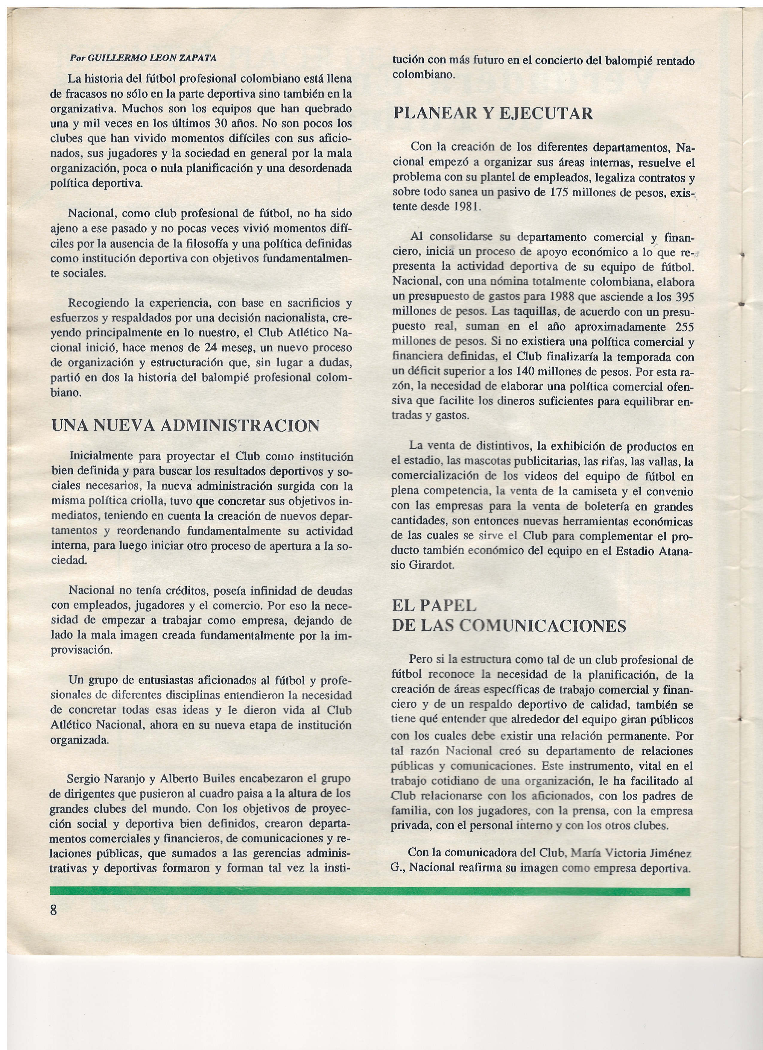 Página 8 — «Una Nueva Administración: Planear y Ejecutar»