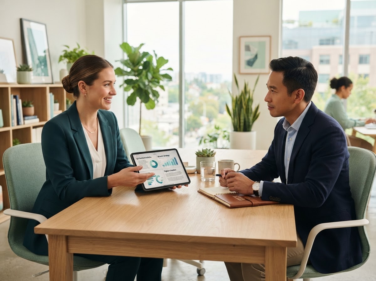 Business professionals in a consulting meeting