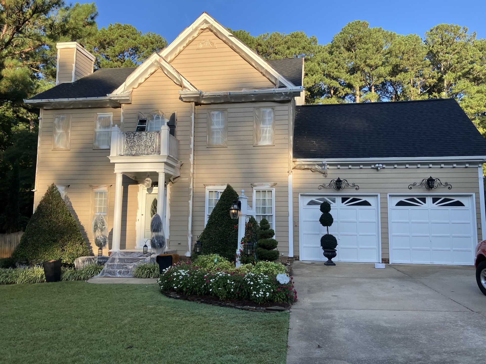 Exterior prep — masking before painting