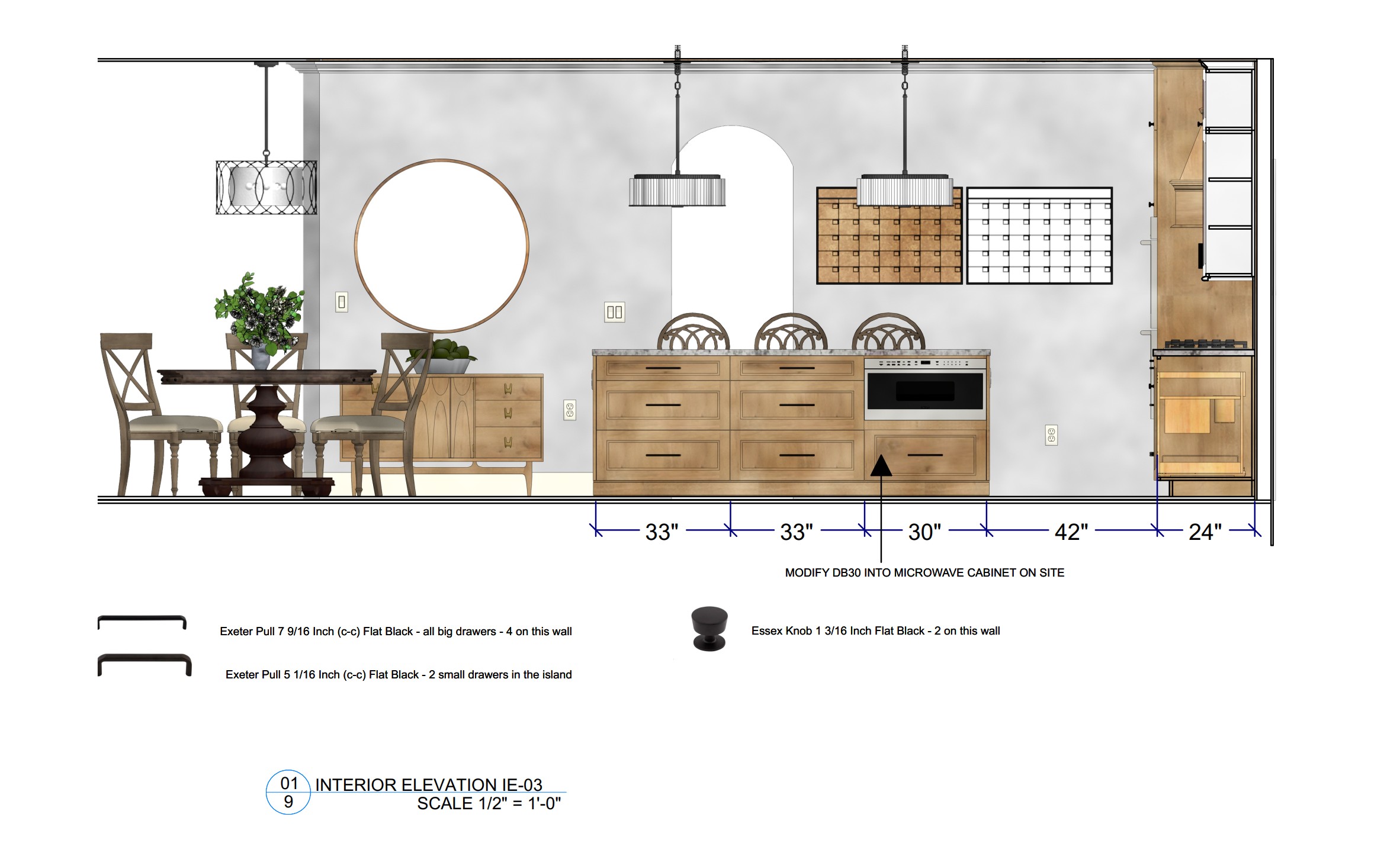 Detailed kitchen interior elevation design drawing and specifications